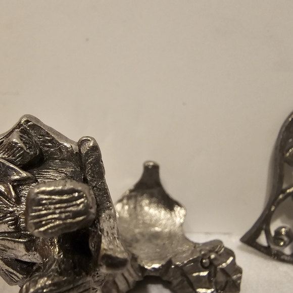 Handmade 100% Pewter Ornaments Bears Beautiful with Stands for tree or Table Vin - Picture 9 of 14